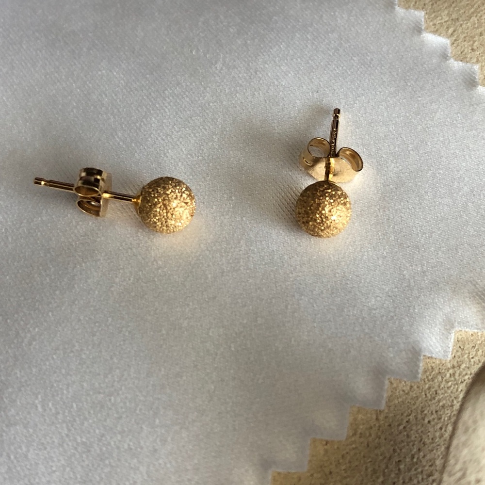 14K Yellow Gold Petite Pavé Ball Earrings - NWOT